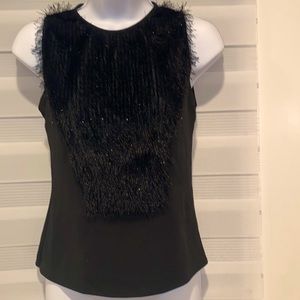 Ermana Black sleeveless fringe blouse. So 36 ( fits like small).